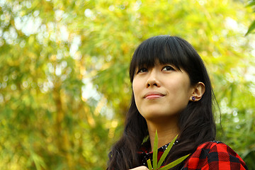 Image showing Asian woman loves nature