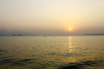 Image showing Sunset coast in Hong Kong at winter time