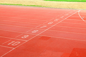 Image showing Running track lanes for athletes 