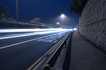 Image showing Modern city with night traffic