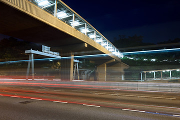 Image showing Busy traffic in Hong Kong at night