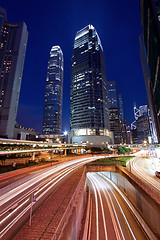 Image showing Traffic in Hong Kong at night