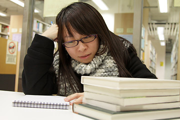 Image showing Asian university student in library