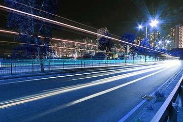 Image showing Traffic through downtown of Hong Kong at night