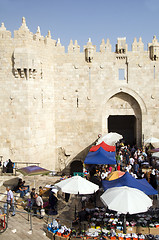 Image showing editorial shoppers at Damascus Gate Palestine Old City