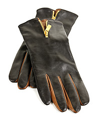 Image showing Brown leather gloves