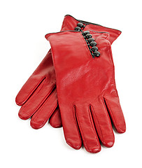 Image showing Red leather gloves