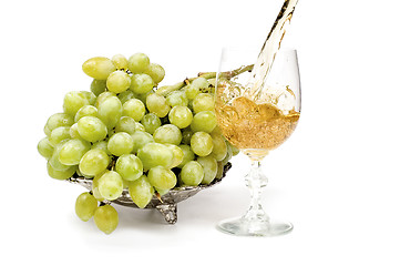 Image showing White grape and wine