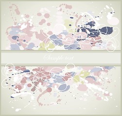 Image showing Greeting card with splashes, drops  and  vignette. 