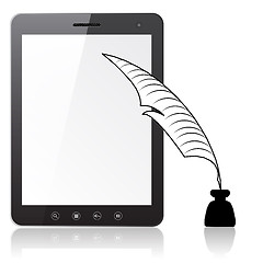Image showing Tablet PC  laptop with a pen and ink 