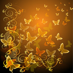 Image showing Abstract colourful background with butterflies. 