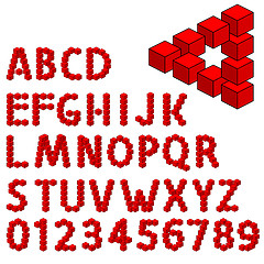 Image showing abstract optical illusion three dimension alphabet set.