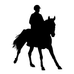 Image showing jockey on a horse. Vector illustration.