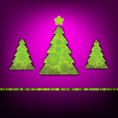 Image showing Christmas trees card template. EPS 8