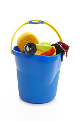 Image showing Bucket and car cleaning products