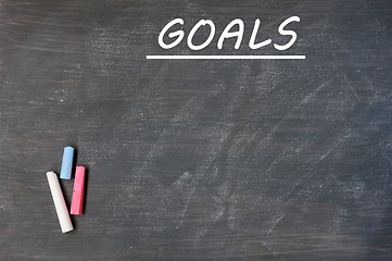 Image showing Blank goals background on a smudged blackboard 