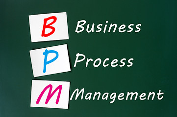 Image showing Acronym of BPM - Business Process Management written on a chalkboard 