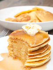 Image showing Pancakes With Butter and Maple Syrup