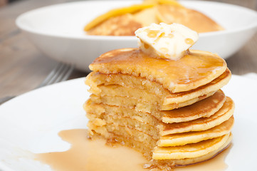 Image showing Pancakes With Butter and Maple Syrup