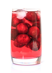 Image showing Cherry Compote with Berries in a Glass