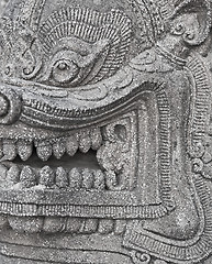 Image showing Stone head of an ancient Buddhist deity