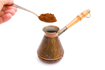 Image showing Coffee spoon and cezve