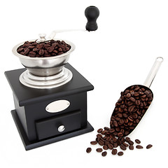 Image showing Coffee Beans and Grinder