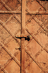 Image showing vintage retro rusty steel door background 