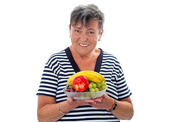 Image showing Senior woman with fruit