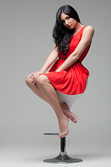 Image showing gorgeous brunette on chair