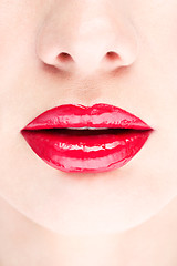 Image showing red lips closeup