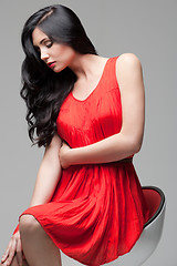 Image showing gorgeous brunette on chair