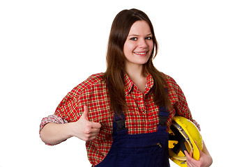 Image showing Craftswoman showing thumbs up