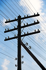 Image showing old wooden electric post