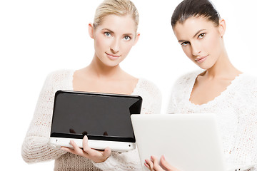 Image showing two young women with netbooks