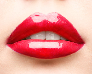 Image showing red lips closeup