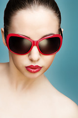 Image showing young woman wearing sunglasses