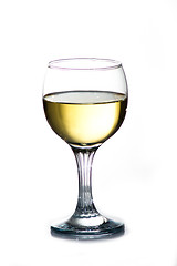 Image showing Wineglass with cold white wine.