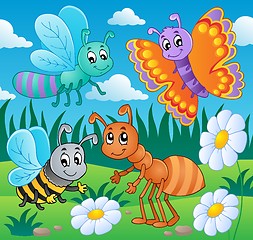 Image showing Meadow with various bugs theme 2