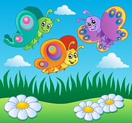 Image showing Meadow with butterflies theme 1