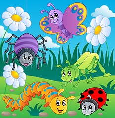 Image showing Meadow with various bugs theme 1