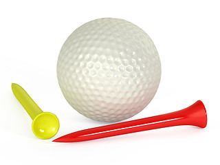 Image showing golf ball and tees