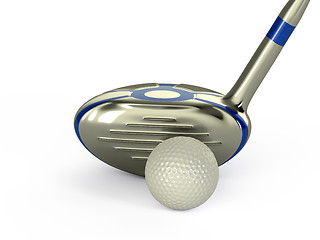 Image showing Golf ball and club isolated 3d render