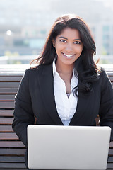 Image showing Indian businesswoman with laptop