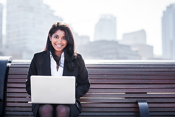 Image showing Indian businesswoman with laptop