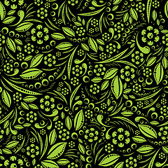 Image showing Seamless vector wallpaper. Green vegetation repeating pattern