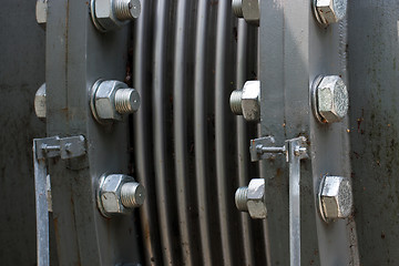 Image showing Close detail of pipe flanges from water pipes