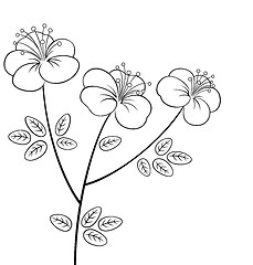 Image showing Pretty flower line art