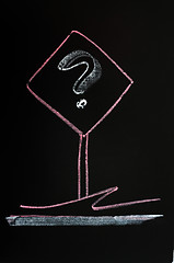 Image showing Question mark sign drawn on a blackboard background