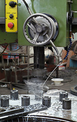 Image showing Vertical drill in workshop